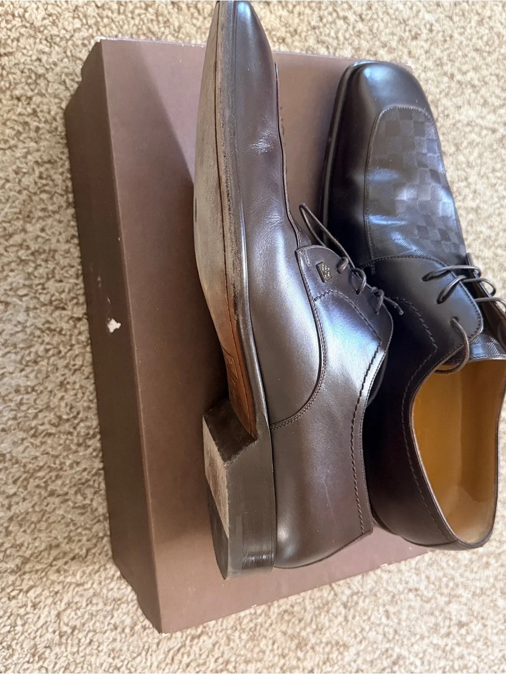 Louis Vuitton Men's Dark Brown Leather Oxford Shoes